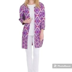 Chicos Travelers Collection Reversable Crushed Ikat Jacket Multi Size 8 Tags